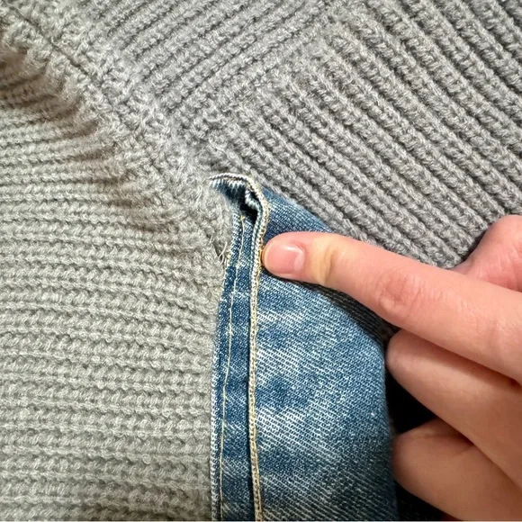 SALE! Chic Upcycled Denim-Collar Cardigan - Picture 4 of 4